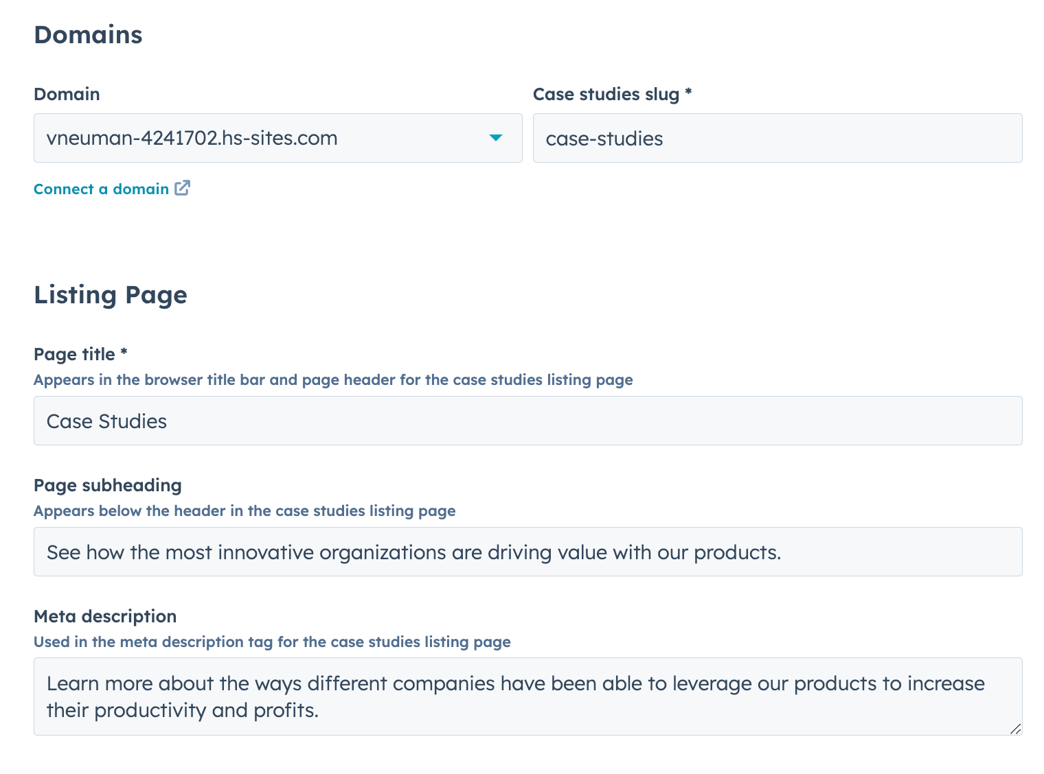 case-studies-listing-page-settings