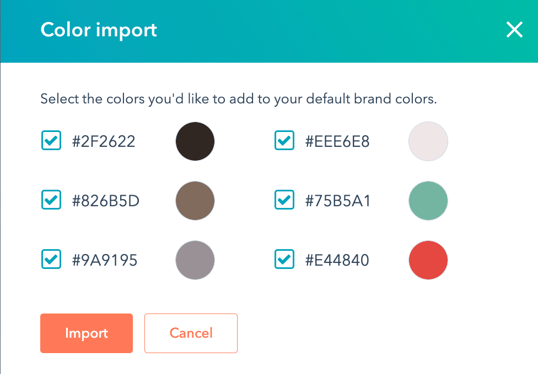 Import Colors from URL: Dialog box to enter a URL to import colors.